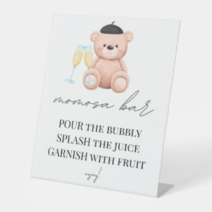Momosa Bar Bonjour Bebe French Baby Shower Pedestal Sign