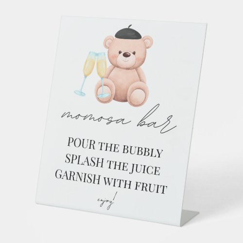 Momosa Bar Bonjour Bebe French Baby Shower  Pedestal Sign