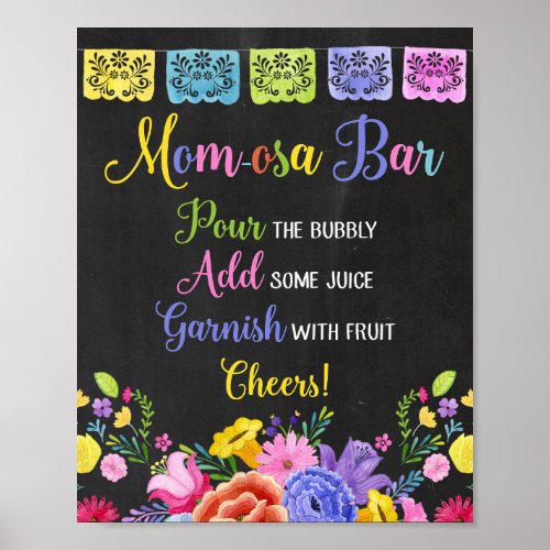 Momosa bar Fiesta baby shower sign