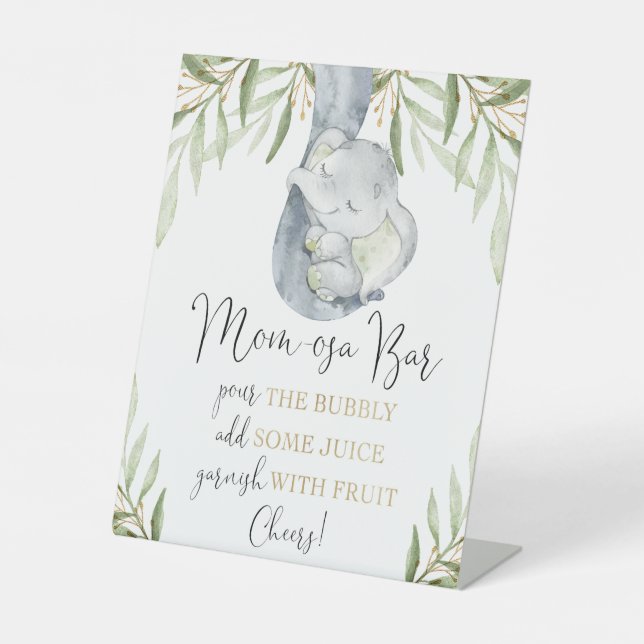 Momosa bar mimosa elephant baby shower sign (Front)