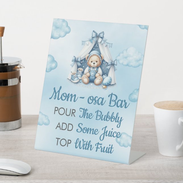 Momosa Bar Oh Baby Teddy Bear In Tent Pedestal Sign (In SItu)