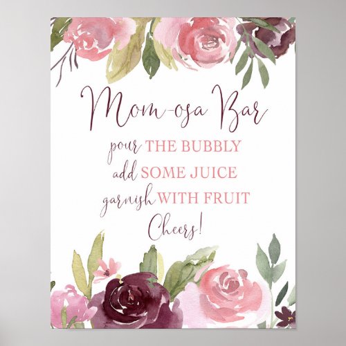 Momosa bar pour the bubbly baby shower sign