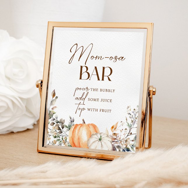 Momosa Bar Pumpkin Autumn Fall Baby Shower Poster (Creator Uploaded)