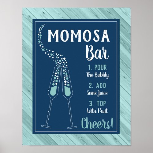Momosa Bar Sign Blue and Aqua Poster