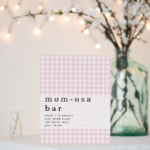 Momosa Bar Sign Picnic Pink Gingham Baby Shower