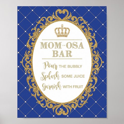 Momosa Bar Sign Royal Blue Gold Prince Mimosa Bar