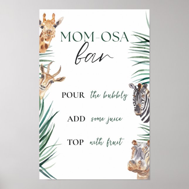 Momosa Bar Sign Safari Jungle Baby Shower (Front)
