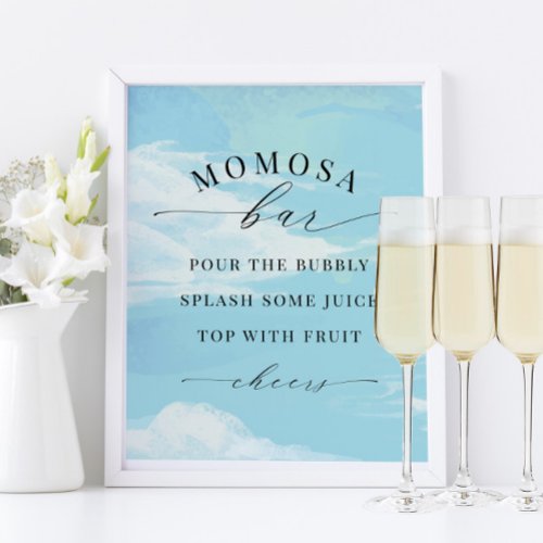 Momosa Bar Sign Sky Clouds Blue Baby Shower