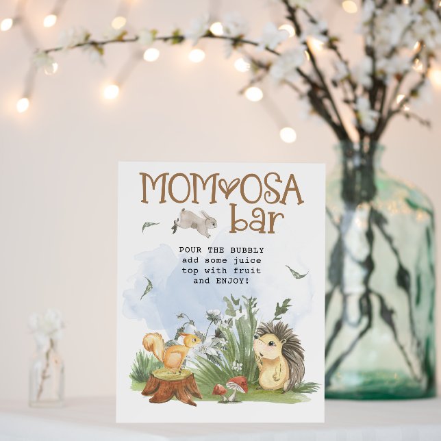 Momosa Bar Sign Woodland Backyard Baby Shower (In Situ (Wedding))