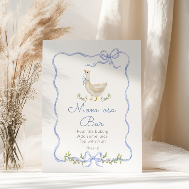 Momosa Bar Silly Goose Blue Bow Baby boy shower Poster (Creator Uploaded)