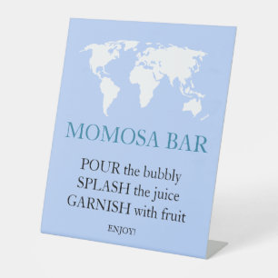 Momosa Bar Travel Passport Journey Map Baby Shower Pedestal Sign