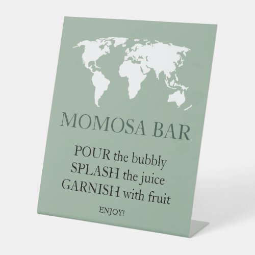 Momosa Bar Travel Passport Journey Map Baby Shower Pedestal Sign