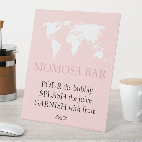 Momosa Bar Travel Passport Journey Map Baby Shower Pedestal Sign
