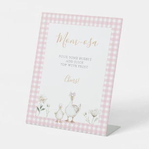 Momosa Bar Vintage Pink Silly Goose Baby Shower Pedestal Sign