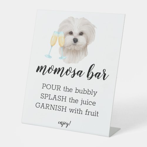 Momosa Bar Watercolor White Maltese Dog Theme Sign