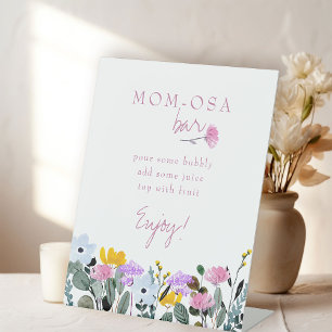 Momosa Bar Wildflower Lawn White Baby Shower Pedestal Sign