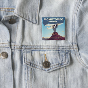 Momotombo Nicaragua volcano travel print. Button