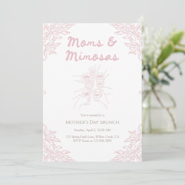 Moms and Mimosas Mother’s Day Brunch Invitation (Standing Front)