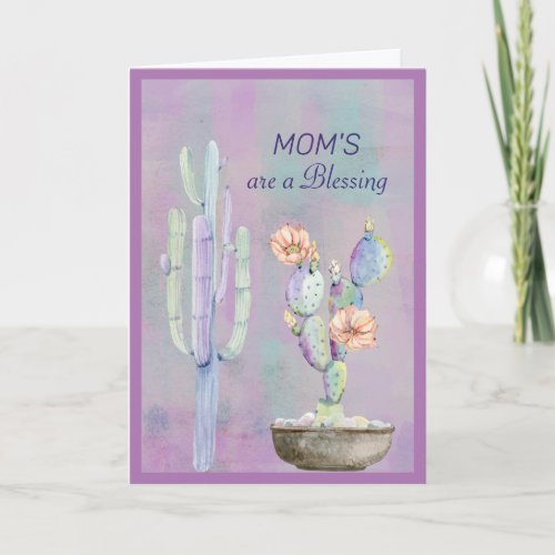 MOMS are a Blessing Watercolor Cactus Card