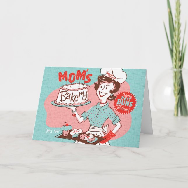 Mom's Bakery Retro Mother's Day Card (Front)