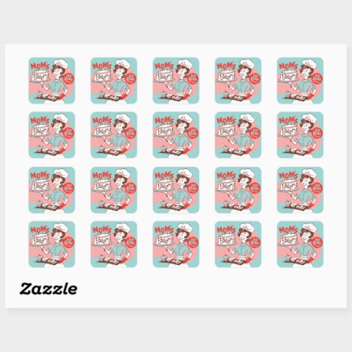 Mom's Bakery Retro Sticker — Square | Zazzle