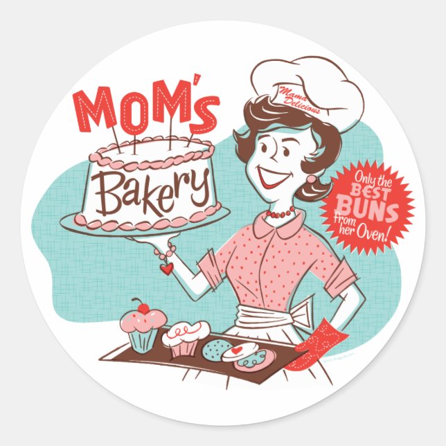 Mom's Bakery Retro Stickers — Round (Front)