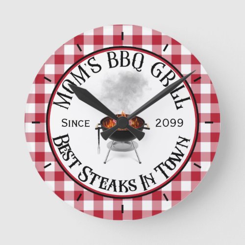 Moms BBQ Grill Best Steaks In Town  Round Clock