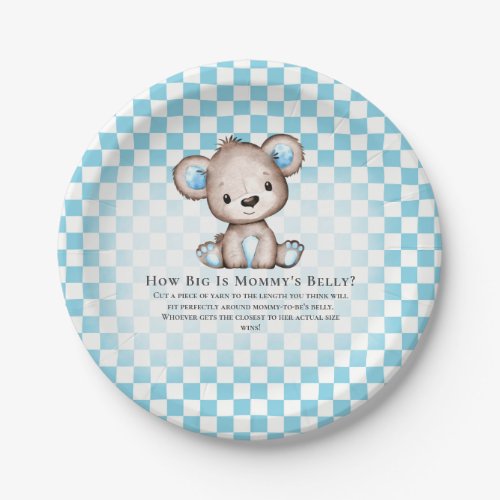 Moms Belly Size Cute Bear Picnic Baby Shower Game Paper Plates