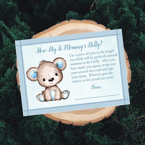 Moms Belly Size Cute Brown Bear Baby Shower Game Enclosure Card