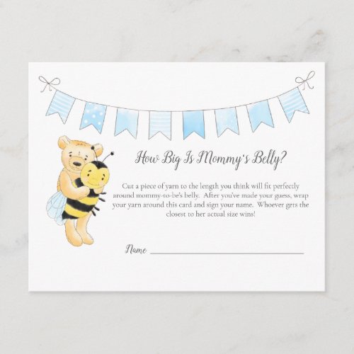 Moms Belly Size Game Boy Teddy Bear and Bee Enclosure Card