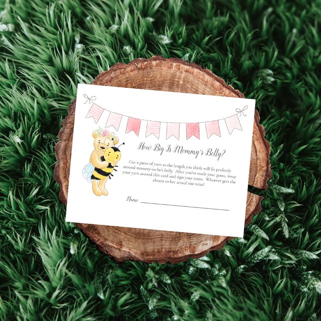 Moms Belly Size Game Girl Teddy Bear and Bee Enclosure Card (Creator Uploaded)