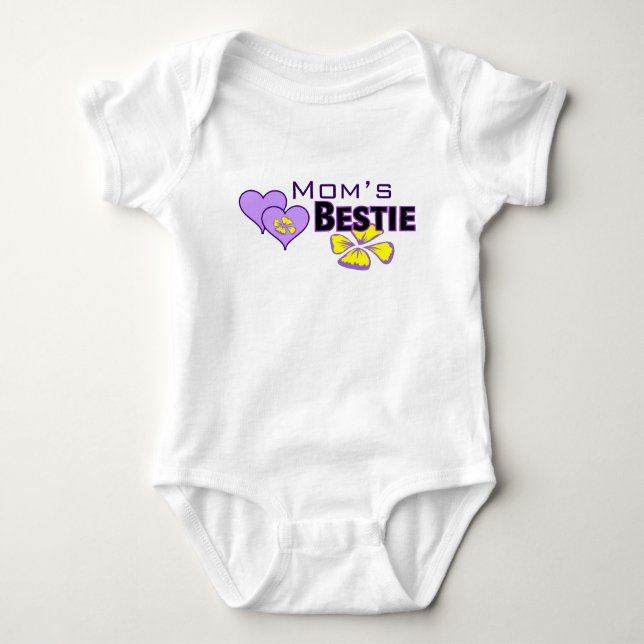 Mom's Bestie Hearts & Flowers Baby Girl Bodysuit (Front)