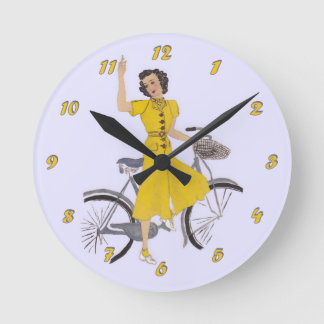 Mom's Bike Lady Round Clock