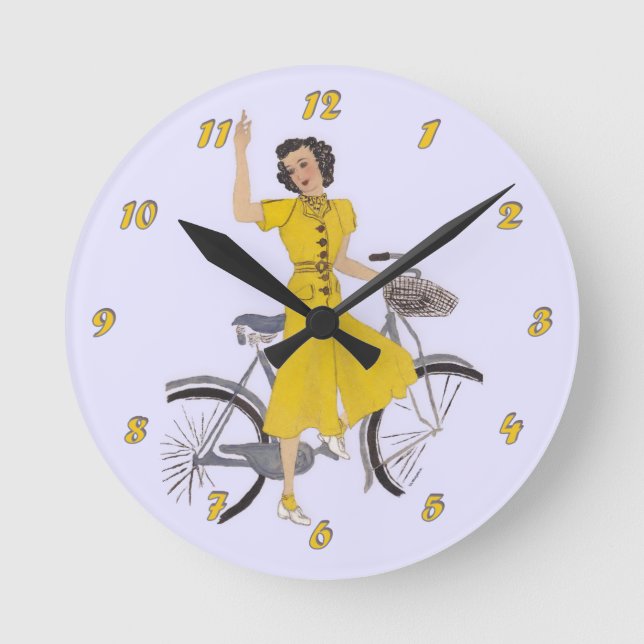 Mom's Bike Lady Round Clock (Front)