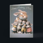 Mom's Birthday Bunnies Card<br><div class="desc">Cute bunny with her babies for a Mom's birthday.
All text is editable.</div>