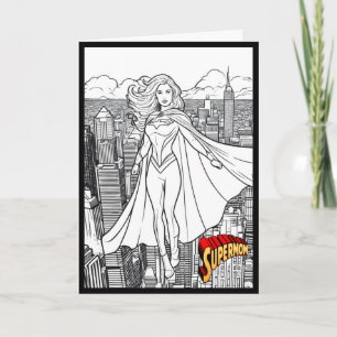 Mom's Birthday Coloring Card From Kids Superhero