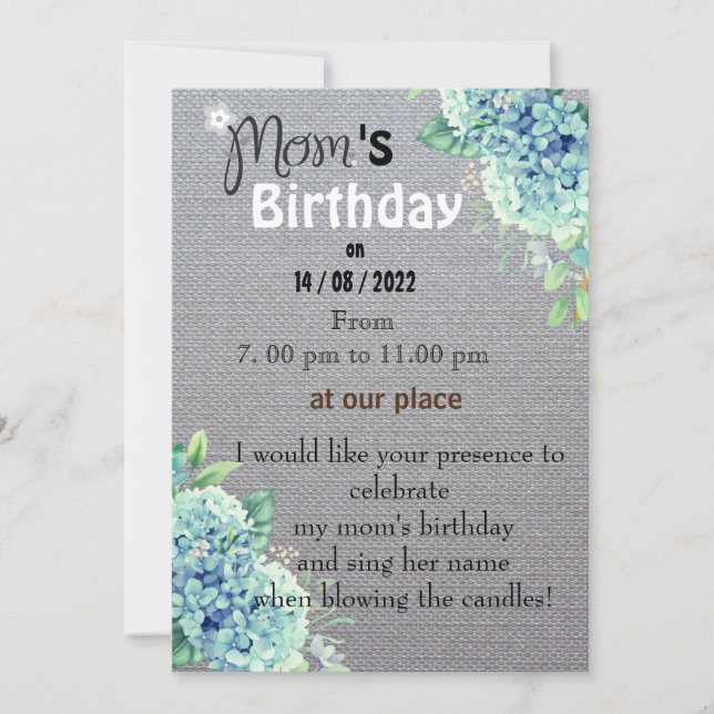 Mom's birthday invitation (Front)