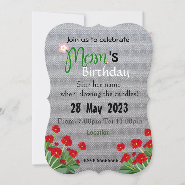 Mom's birthday invitation (Front)