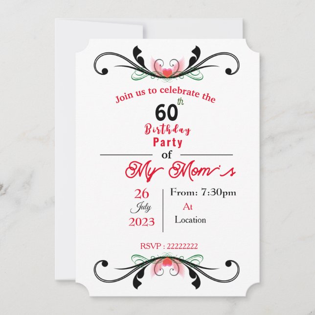 Mom's birthday invitation (Front)