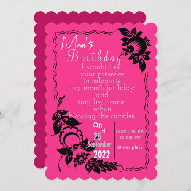 Mom's birthday invitation (Front/Back)