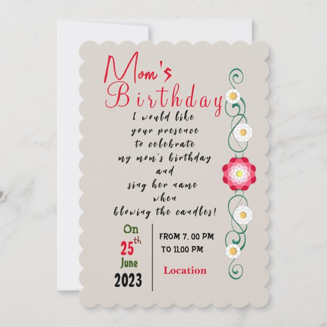 Mom's birthday invitation (Front)