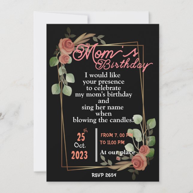  mom's birthday Invitation (Front)