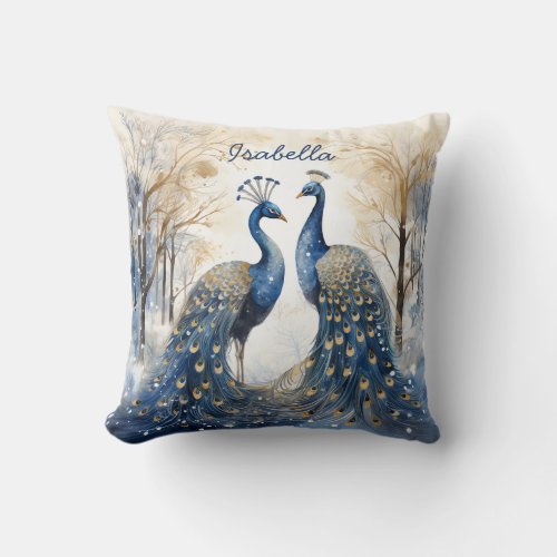 Moms Birthday Nature Lovers Peacock Personalized  Throw Pillow