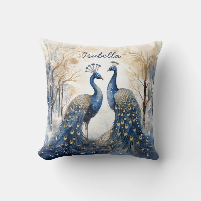 Mom's Birthday Nature Lovers Peacock Personalized  Throw Pillow (Front)