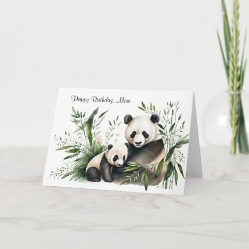 Moms Birthday Panda Bear With Cub Card
