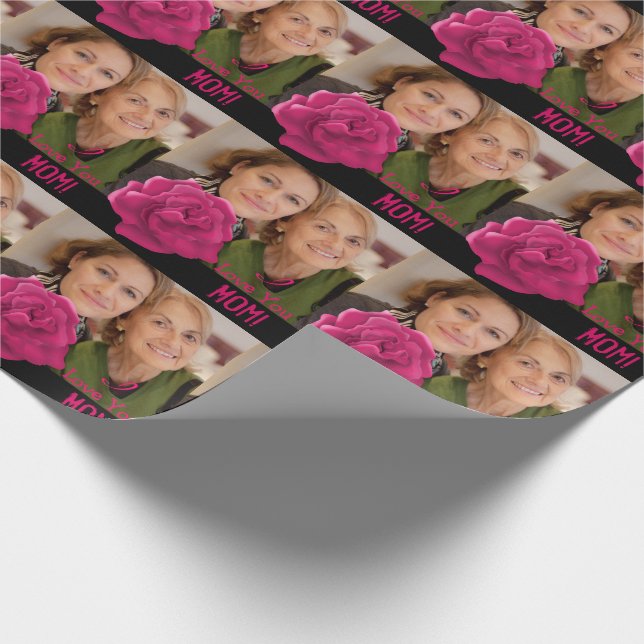 Mom's birthday photo text Wrapping Paper (Corner)