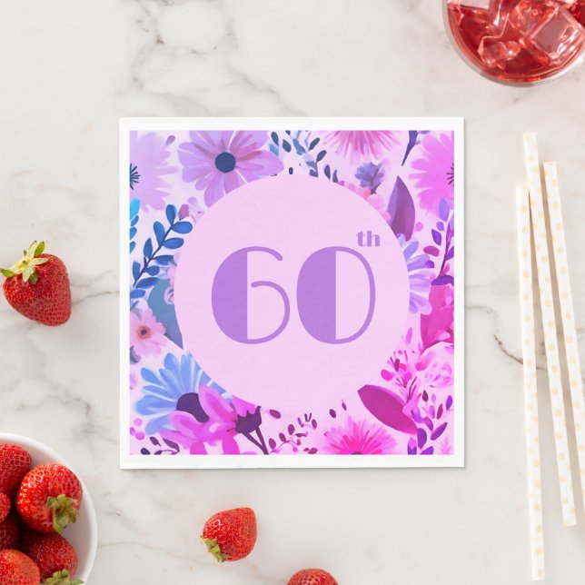 Moms Birthday Pink And Lilac Floral Party Napkins (Insitu)