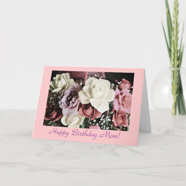 Mom's birthday roses-pastel colors card (Front)