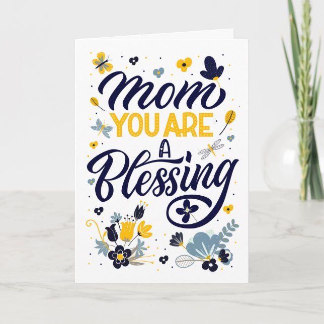 Mom's Birthday You are a Blessing Botanical Card (Front)