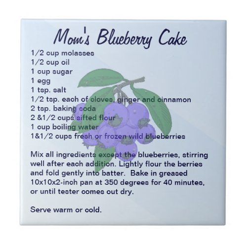 Moms Blueberry Cake Ceramic Tile